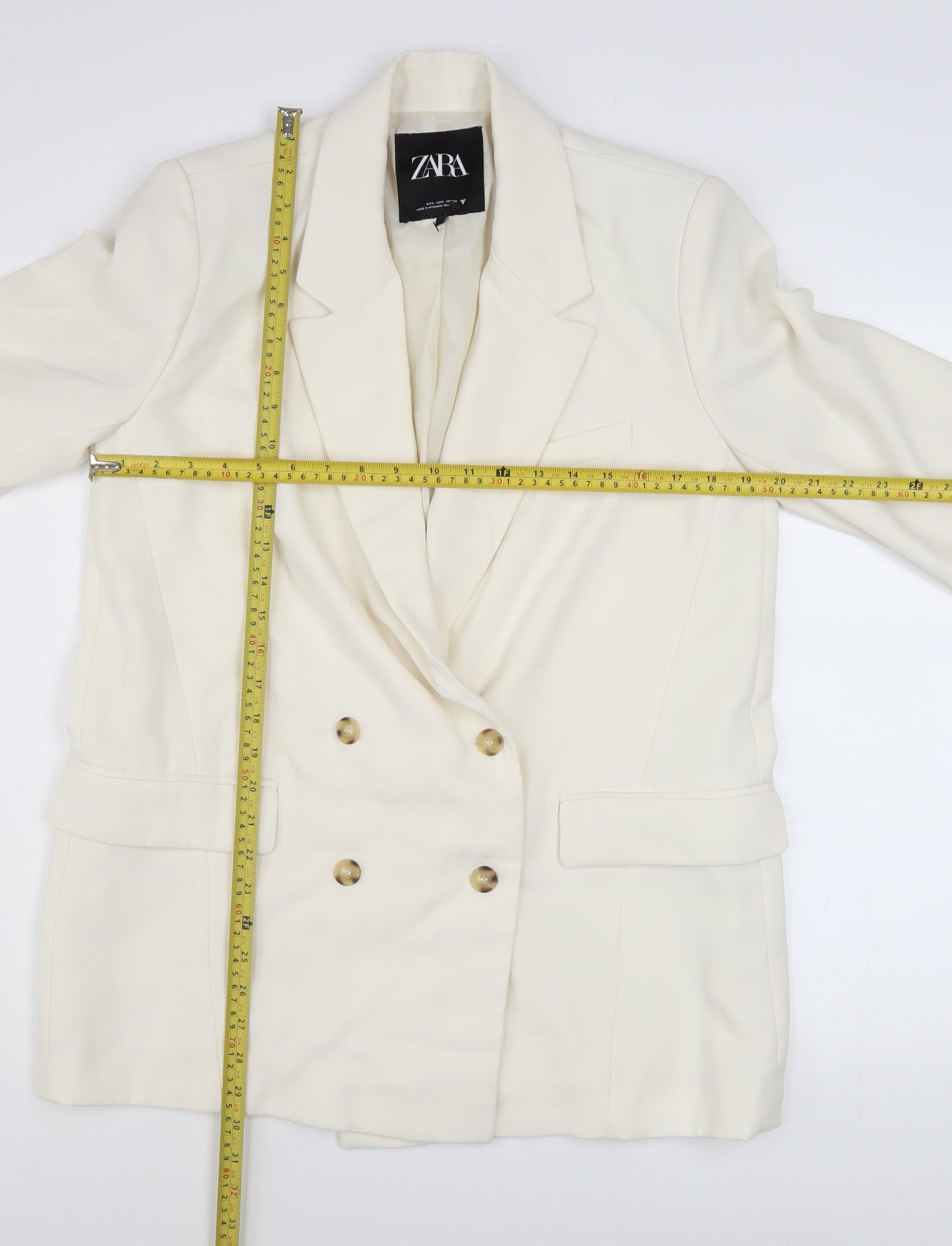 Womens UK Size L Zara Regular Ivory Blazer