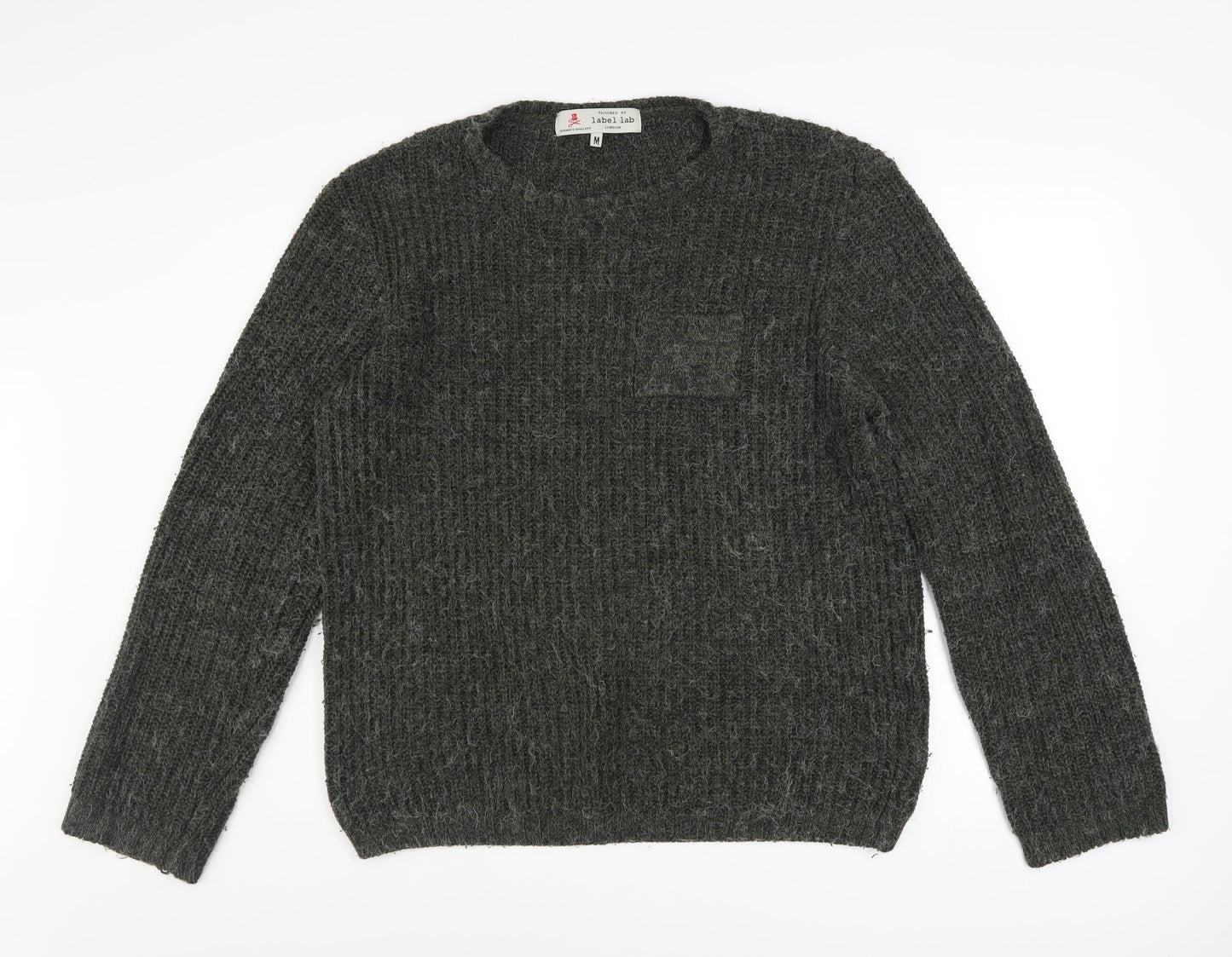 Mens UK Size M Label Lab Grey Pullover Jumper