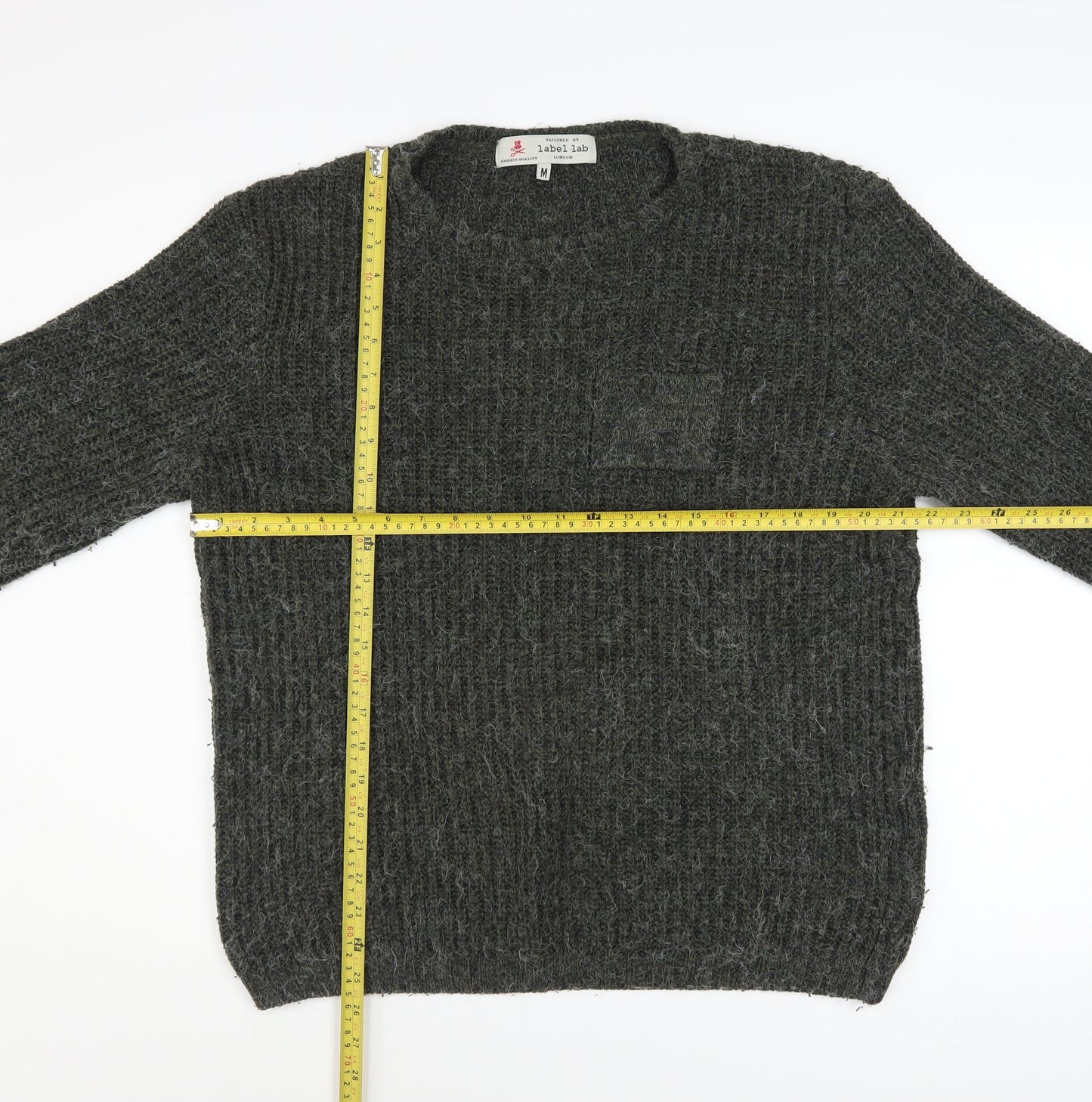 Mens UK Size M Label Lab Grey Pullover Jumper