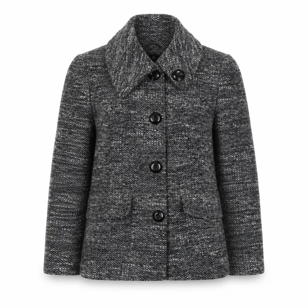 BHS Women’s Grey Wool Blend Button Up Mid-Length Overcoat Size 18