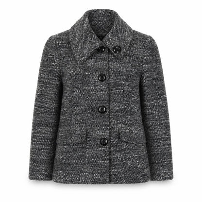 BHS Women’s Grey Wool Blend Button Up Mid-Length Overcoat Size 18