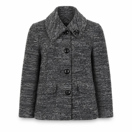BHS Women’s Grey Wool Blend Button Up Mid-Length Overcoat Size 18