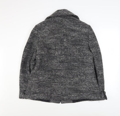 BHS Women’s Grey Wool Blend Button Up Mid-Length Overcoat Size 18