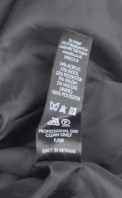 BHS Women’s Grey Wool Blend Button Up Mid-Length Overcoat Size 18