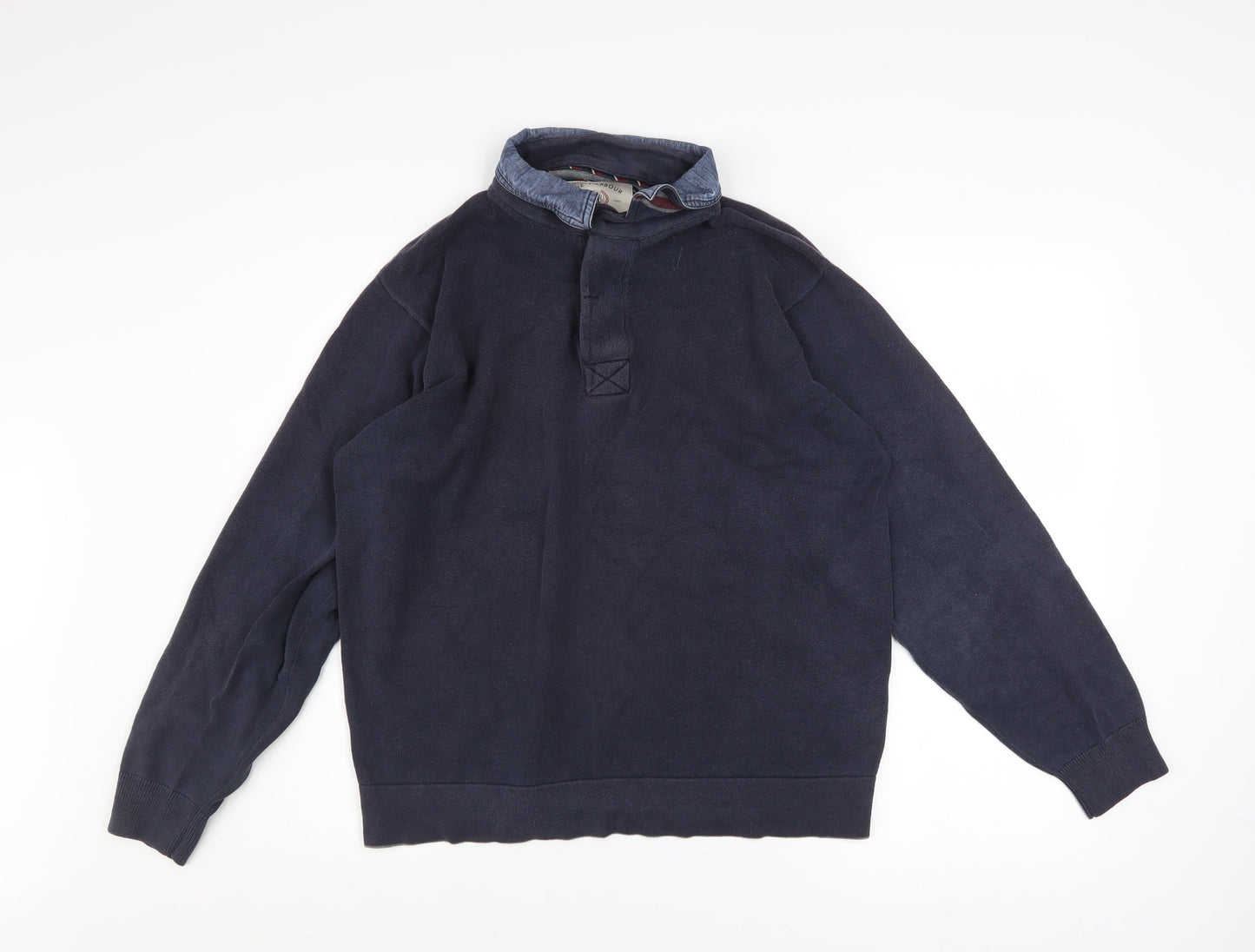 Mens UK Size M Marks and Spencer Blue Henley Sweatshirt