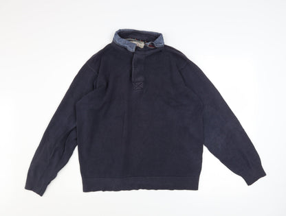 Mens UK Size M Marks and Spencer Blue Henley Sweatshirt