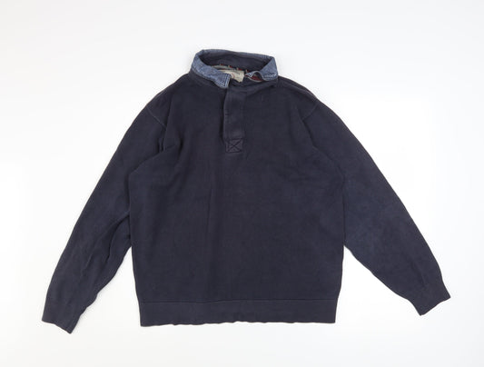 Mens UK Size M Marks and Spencer Blue Henley Sweatshirt