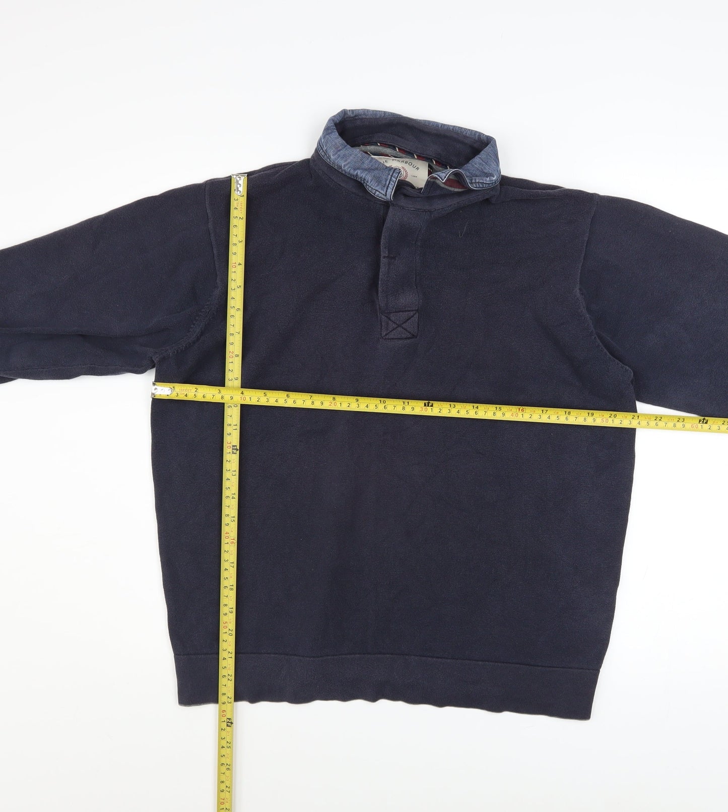 Mens UK Size M Marks and Spencer Blue Henley Sweatshirt