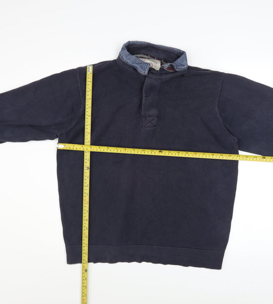 Mens UK Size M Marks and Spencer Blue Henley Sweatshirt
