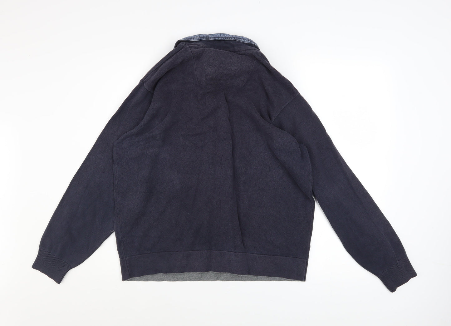 Mens UK Size M Marks and Spencer Blue Henley Sweatshirt