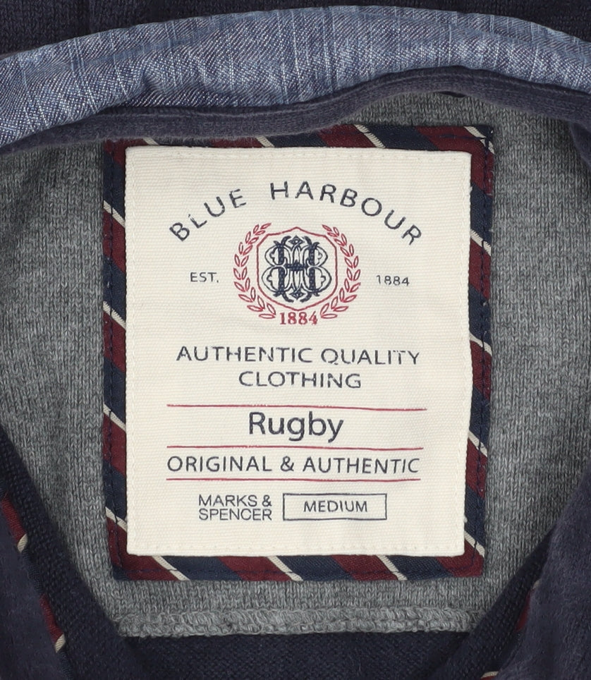 Mens UK Size M Marks and Spencer Blue Henley Sweatshirt