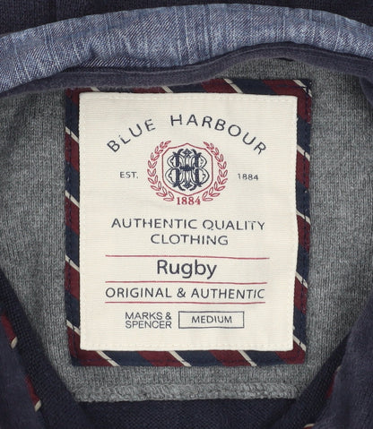 Mens UK Size M Marks and Spencer Blue Henley Sweatshirt