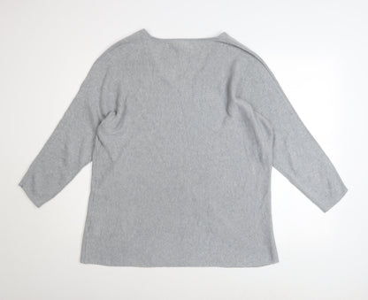 H&M Women Grey V-Neck Long Sleeve Pullover Jumper Size 12