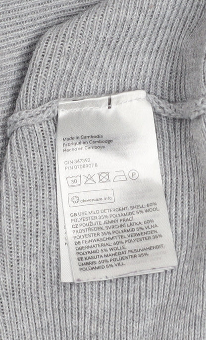 H&M Women Grey V-Neck Long Sleeve Pullover Jumper Size 12