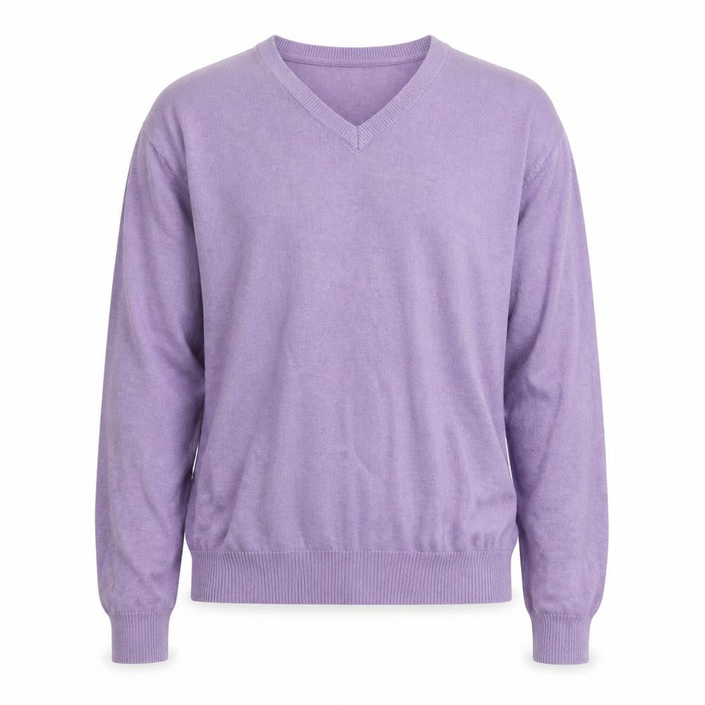 Cotton Traders Men's Purple V-Neck Cotton Jumper M