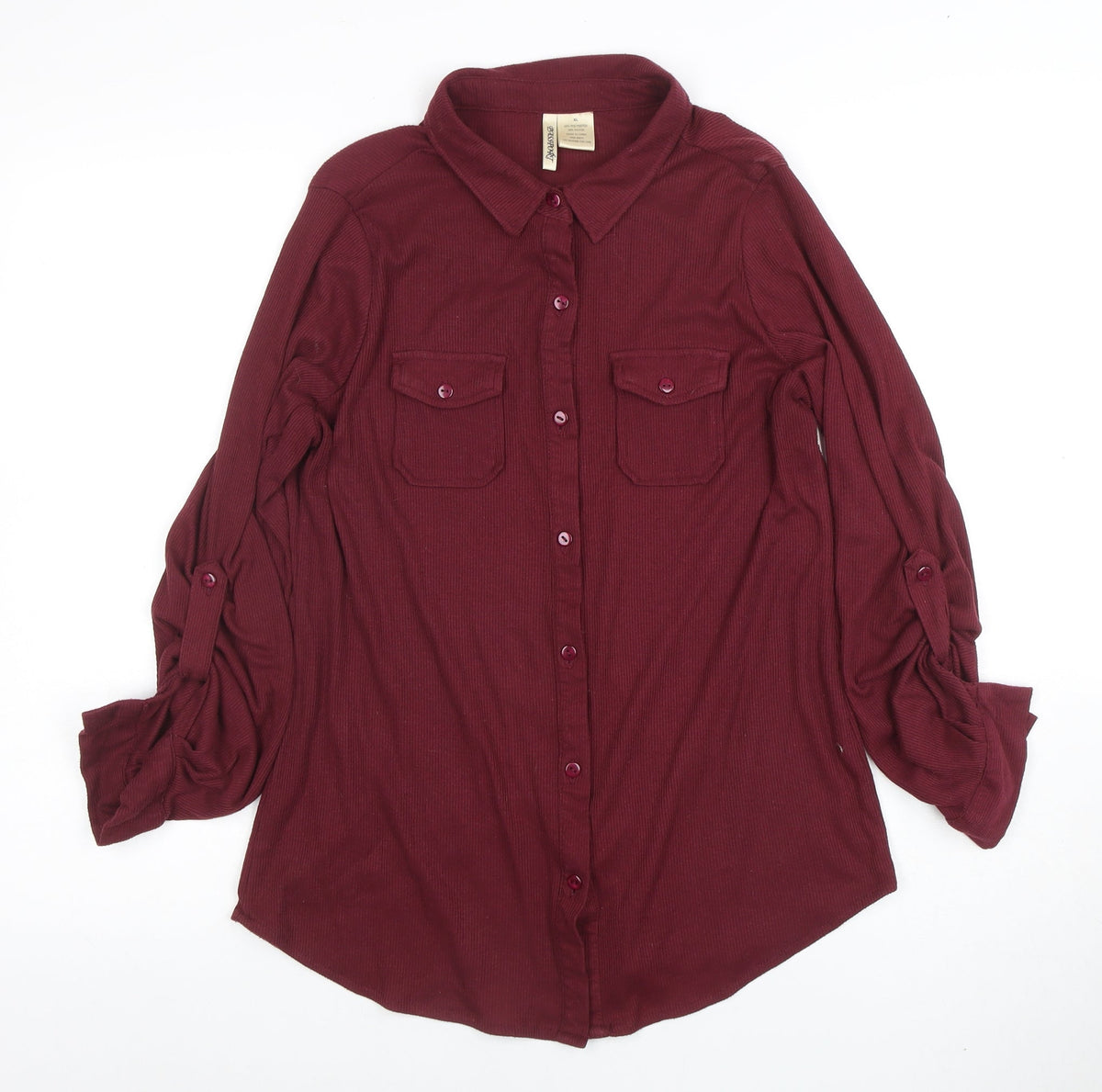 Passport Womens Red Collared Button-Up Long Sleeve Shirt XL