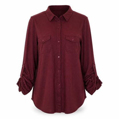 Passport Womens Red Collared Button-Up Long Sleeve Shirt XL