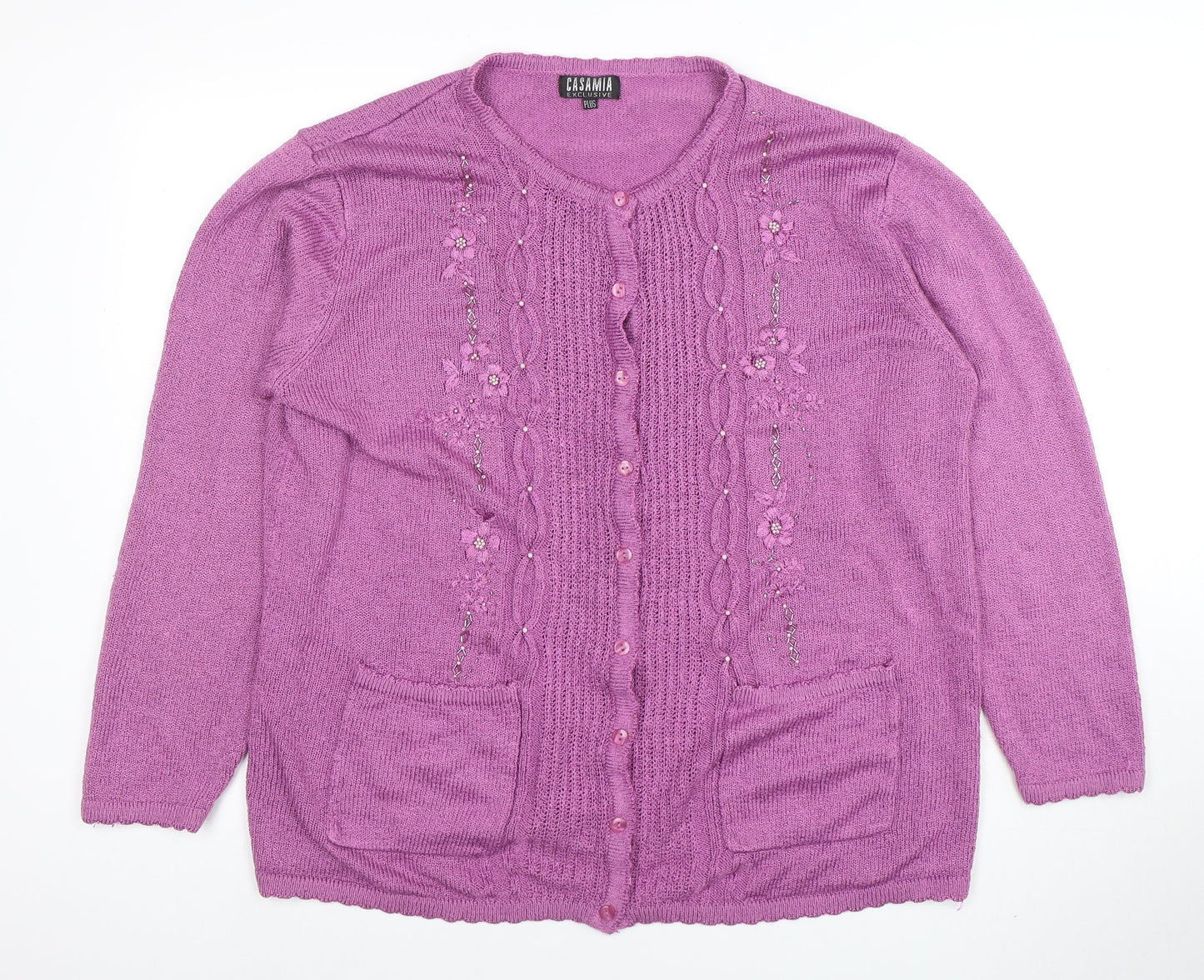 Womens UK Size Plus Casamia Purple Cardigan Jumper