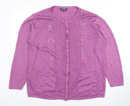 Womens UK Size Plus Casamia Purple Cardigan Jumper