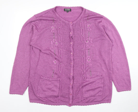Womens UK Size Plus Casamia Purple Cardigan Jumper