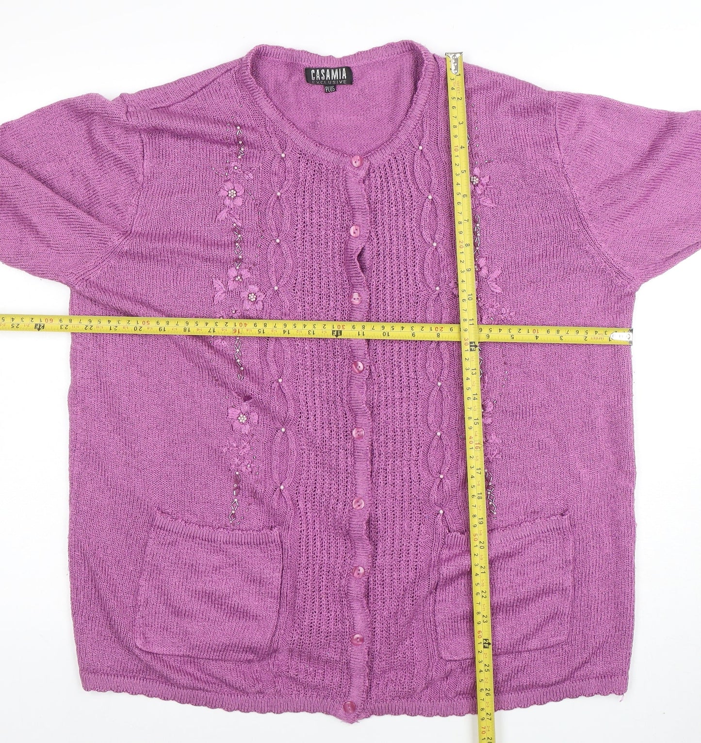 Womens UK Size Plus Casamia Purple Cardigan Jumper
