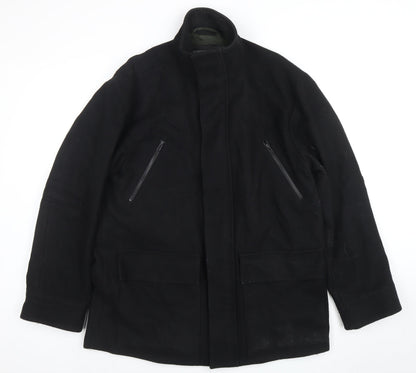 Mens UK Size M River Island Black Overcoat