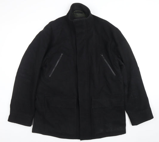 Mens UK Size M River Island Black Overcoat