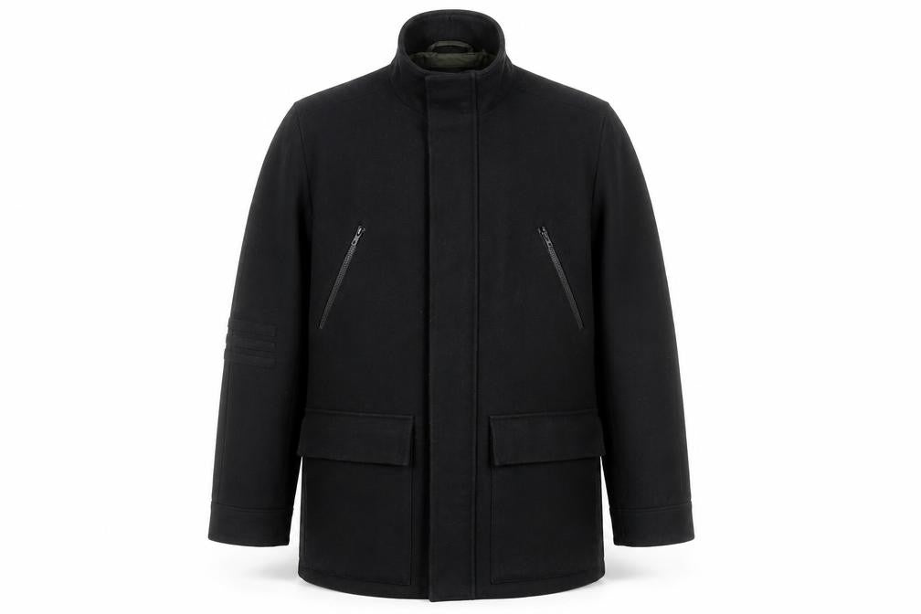 Mens UK Size M River Island Black Overcoat