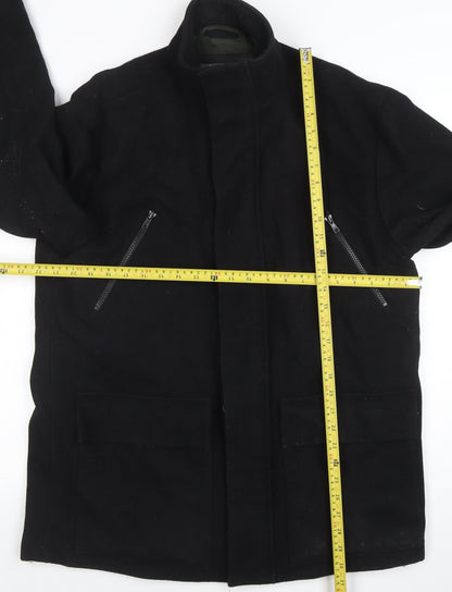 Mens UK Size M River Island Black Overcoat