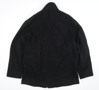 Mens UK Size M River Island Black Overcoat