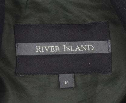 Mens UK Size M River Island Black Overcoat