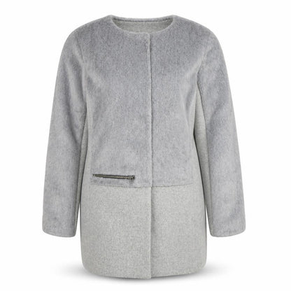 Next Girls Grey Wool Blend Zip Pocket Lined Mid-Length Coat 14 Years