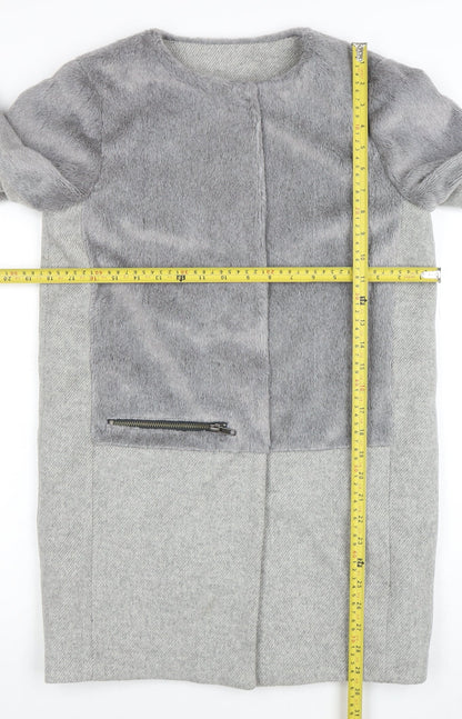 Next Girls Grey Wool Blend Zip Pocket Lined Mid-Length Coat 14 Years