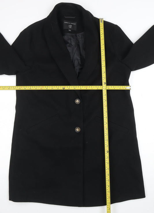 Womens UK Size 14 Dorothy Perkins Black Overcoat
