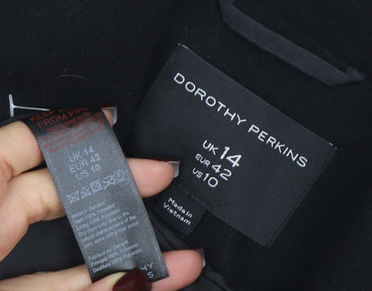 Womens UK Size 14 Dorothy Perkins Black Overcoat