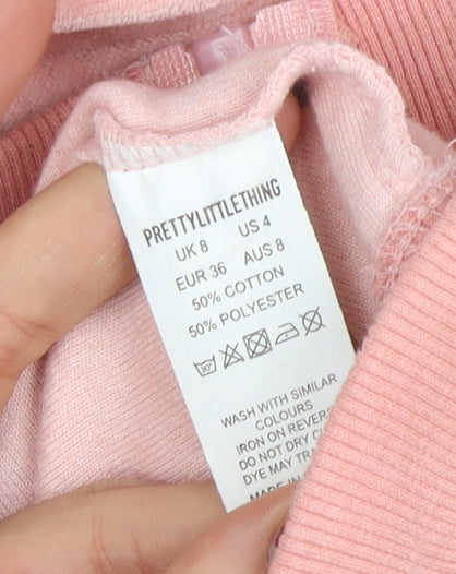 Womens UK Size 8 PRETTYLITTLETHING Pink Full Zip Hoodie