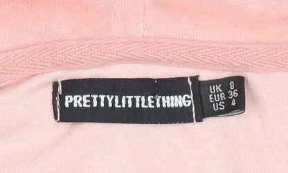 Womens UK Size 8 PRETTYLITTLETHING Pink Full Zip Hoodie