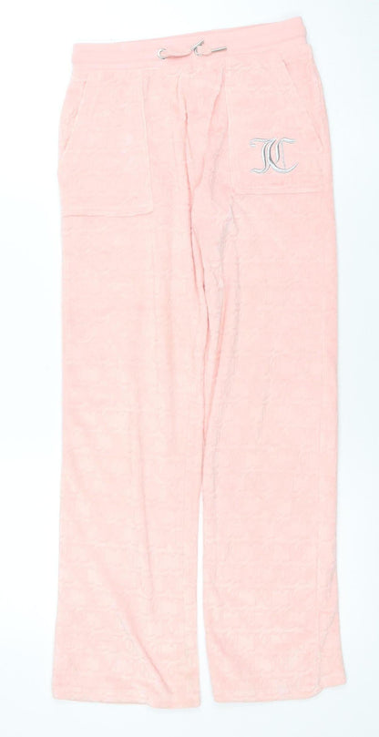 Juicy Couture Girls Pink Velour Sweatpants 10-11 Years Elastic Waist