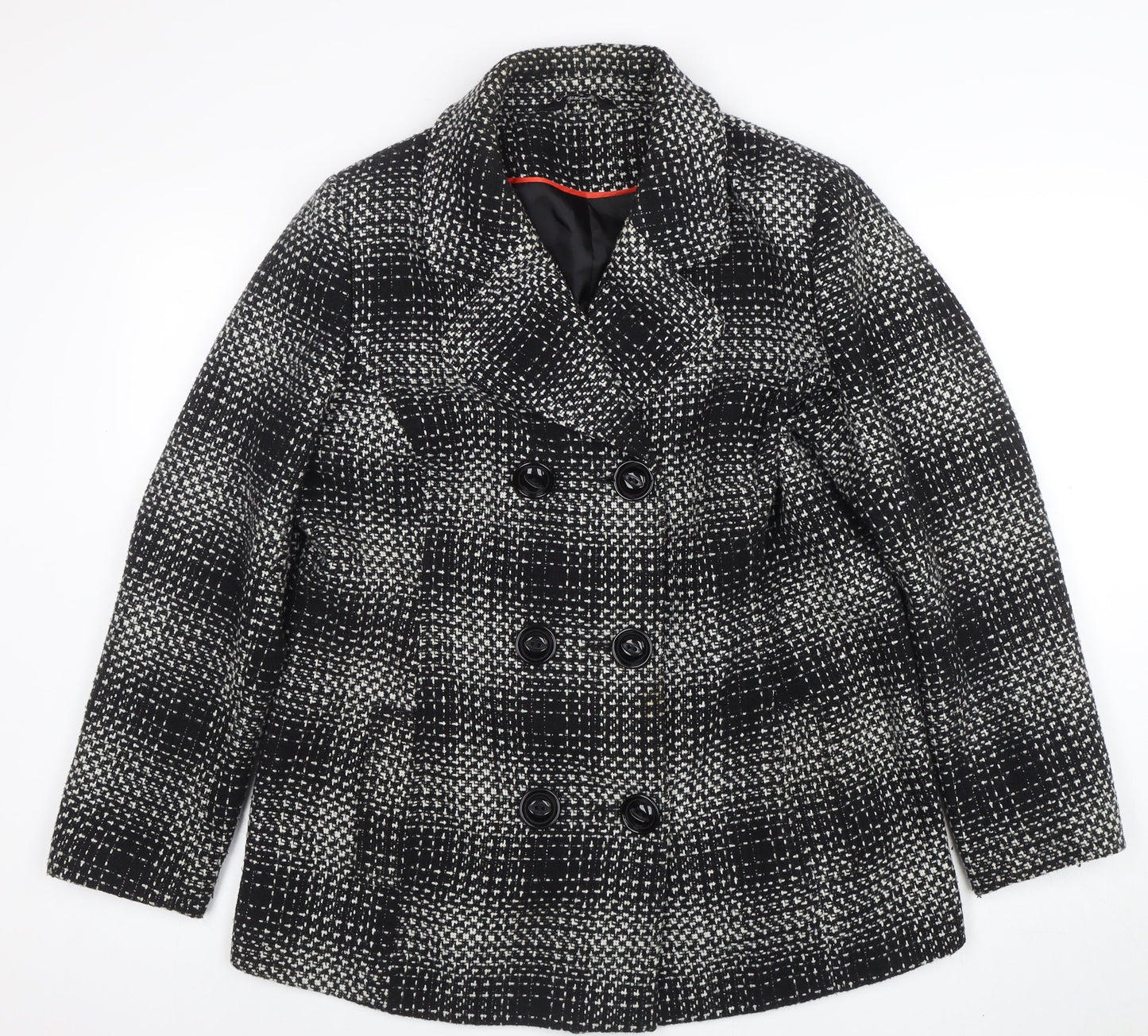 Womens UK Size 16 Classic Black Pea Coat