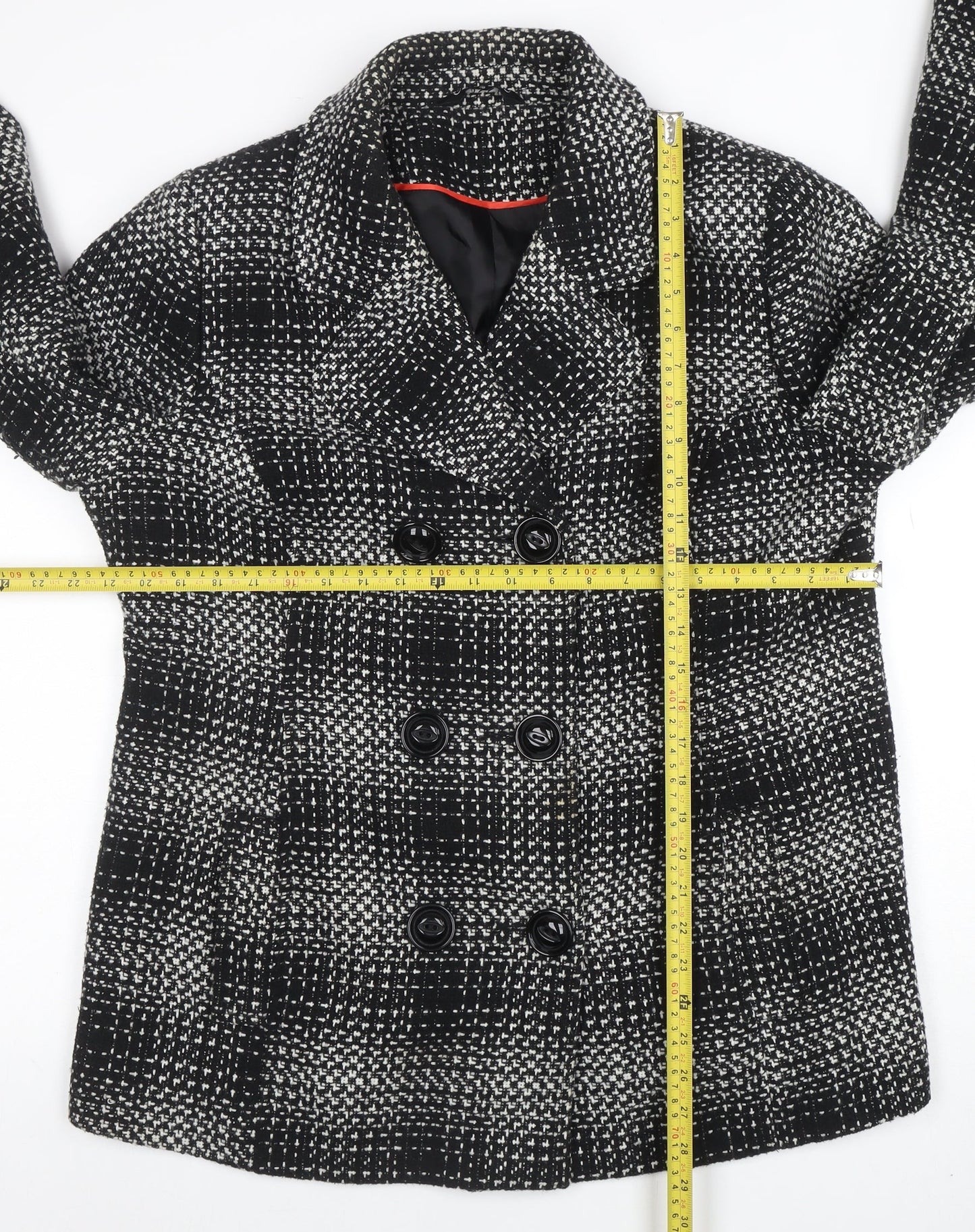 Womens UK Size 16 Classic Black Pea Coat