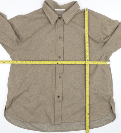 Uniqlo Men Beige Flannel Button Jacket M Lined Casual