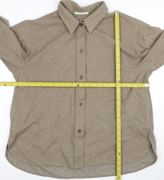 Uniqlo Men Beige Flannel Button Jacket M Lined Casual