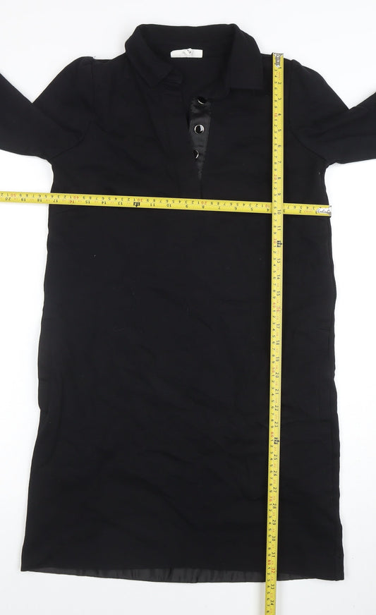 Thought Women's Black Size 8 Collared Long Sleeve Shirt Dress
