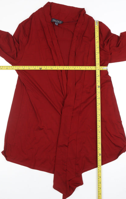 Saloos Women's Red Wrap Long Sleeve Jersey Blouse UK 12