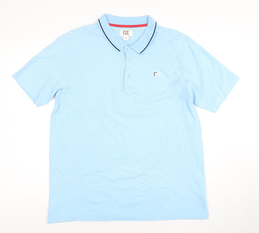 Cutter & Buck Men’s Blue Cotton Polo Shirt Size L Classic Fit