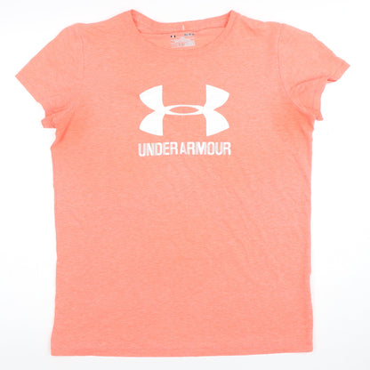 Womens UK Size M Under armour Orange Gym & Training Running & Jogging Yoga T-Shi