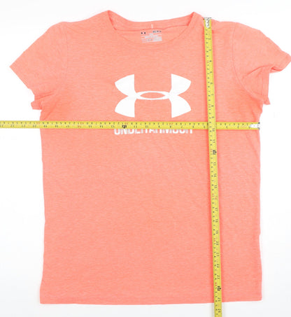 Womens UK Size M Under armour Orange Gym & Training Running & Jogging Yoga T-Shi