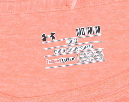 Womens UK Size M Under armour Orange Gym & Training Running & Jogging Yoga T-Shi