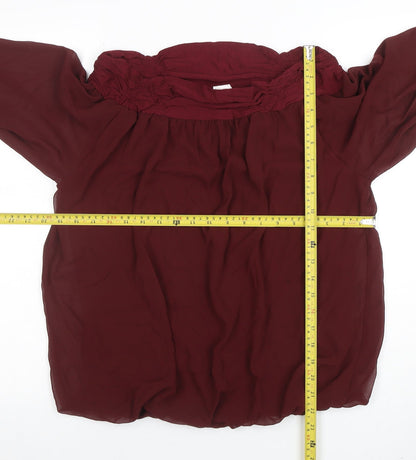 Womens UK Size 14 Ashley Brooke Red Tunic Blouse