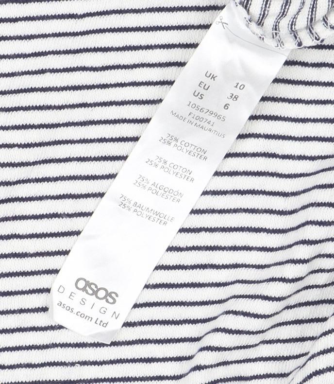 Womens UK Size 10 ASOS White Ringer T-Shirt